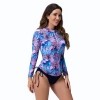 2025 sports swimwear plant printing slim fit long sleeve  one-piece swimwear model 1017