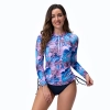 2025 sports swimwear plant printing slim fit long sleeve  one-piece swimwear model 1017