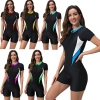 2025 sports slim fit short sleeve  one-piece swimwear patchwork women swimwear model 1018