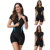 2025 sports slim fit short sleeve  one-piece swimwear patchwork women swimwear model 1018