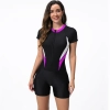 2025 sports slim fit short sleeve  one-piece swimwear patchwork women swimwear model 1018