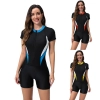 2025 sports slim fit short sleeve  one-piece swimwear patchwork women swimwear model 1018