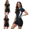 2025 sports slim fit short sleeve  one-piece swimwear patchwork women swimwear model 1018