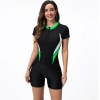 2025 sports slim fit short sleeve  one-piece swimwear patchwork women swimwear model 1018