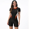 2025 sports slim fit short sleeve  one-piece swimwear patchwork women swimwear model 1018