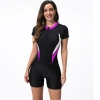 2025 sports slim fit short sleeve  one-piece swimwear patchwork women swimwear model 1018 Color Color 6