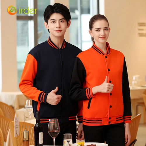 autumn winter warm fleece lining jacket waiter jacket uniform