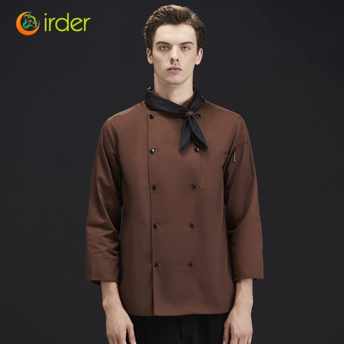 2022 Italy restaurant staff uniform coffee color chef coat men blouse