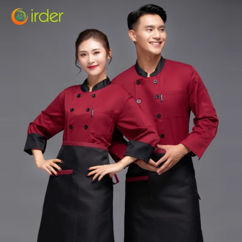 black collar coffee color restaurant hotpot chef staff uniform chef coat