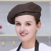 fashion high quality strinpes print europe restaurant che hat waiter waitress cap
