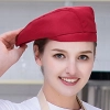 fashion high quality strinpes print europe restaurant che hat waiter waitress cap