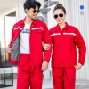 thicken good fabric factory woker uniform workwear auto repairman uniform with refective strip Color thicken with lining red