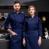 vintage bakery food restaurant chef coat men women chef uniform Color Navy Blue