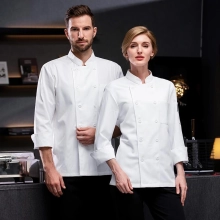 2023 white restaurant  Bread store chef coat jacket uniform front open double breasted