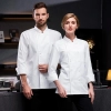 2023 white restaurant  Bread store chef coat jacket uniform front open double breasted Color White